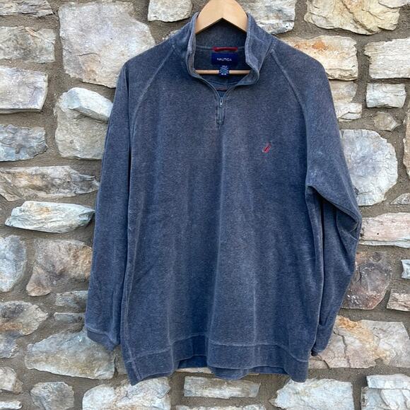 Nautica Gray Quarter-zip pullover sweater size medium - Picture 6 of 8